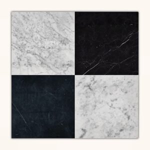 Checkerboard Carrara+Nero Marquina 12x12 Honed