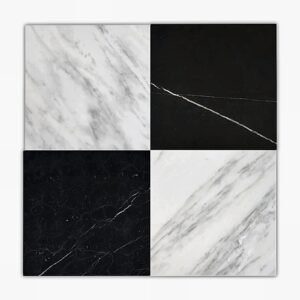 Checkerboard Oriental White+Nero Marquina 12x12 Polished