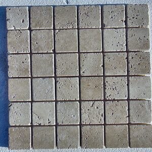 Cordoba Cream 2X2 Tumbled Travertine Mosaic