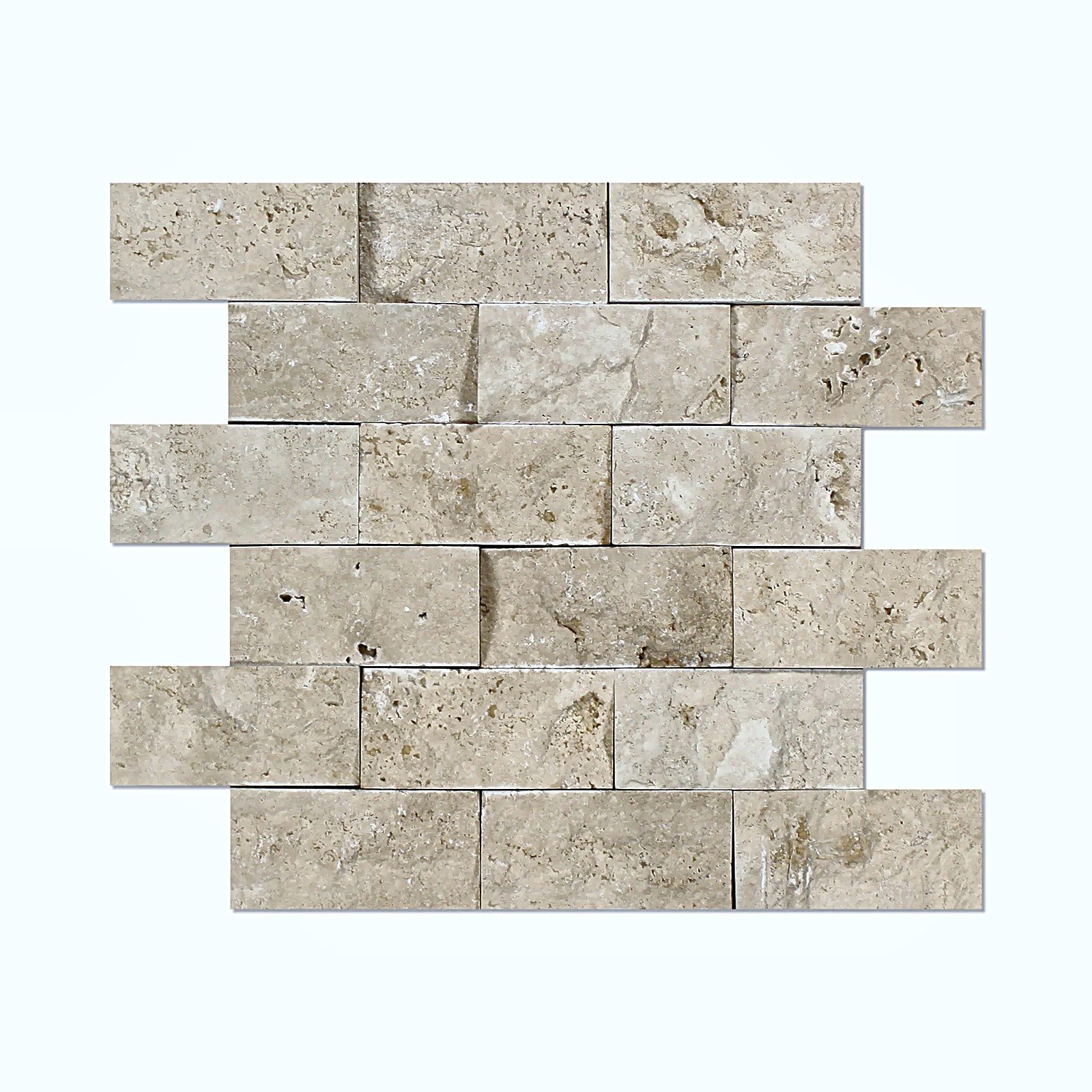 Cordoba Cream 2X4 Tumbled Travertine Mosaic