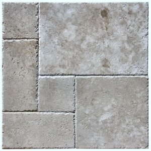 Cordoba Cream Versailles Pattern Chiseled Cross Cut Antiqued Unfilled Chiseled-Edge Travertine Tile