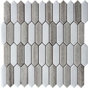 Crystal Wood and Thassos White Polished Picket Mixed