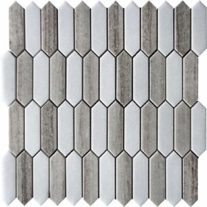 Crystal Wood and Thassos White Polished Picket Mixed