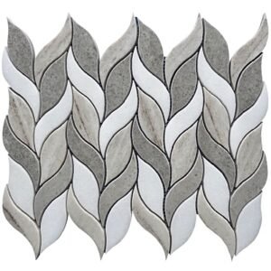 Crystal Wood with Thassos White and Spanish Grey Polished Leaf Mixed