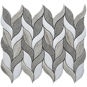 Crystal Wood with Thassos White and Spanish Grey Polished Leaf Mixed