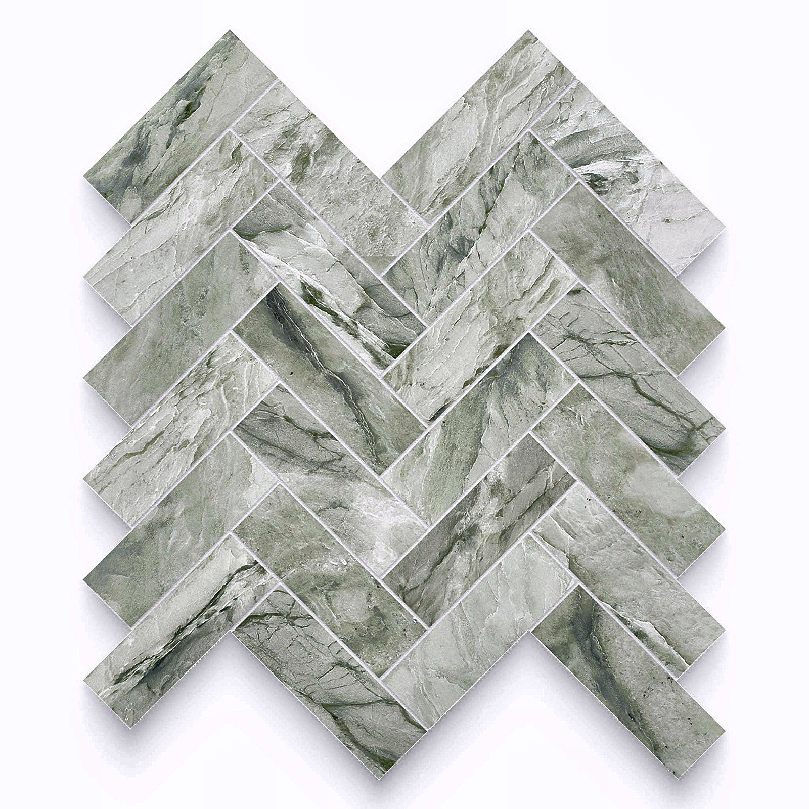 Matcha Verde 1.25X4 Herringbone Honed Mosaic