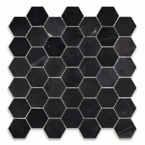 Nero Marquina 2" Hex Honed Mosaic