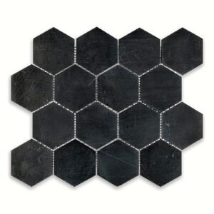 Nero Marquina 3" Hex Honed Mosaic