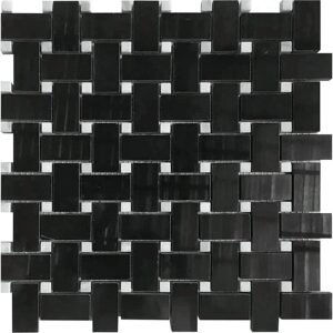 Nero Marquina-Oriental White Polished 1X2 Basketweave