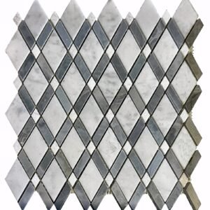 Nero Marquina-Oriental White Polished 1" Boxed Lattice