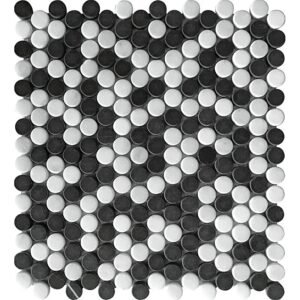 Nero Marquina-Oriental White Tumbled 1" Mixed Penny