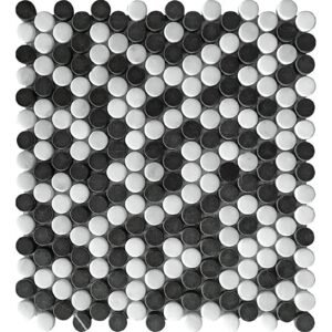 Nero Marquina-Oriental White Tumbled 1" Mixed Penny