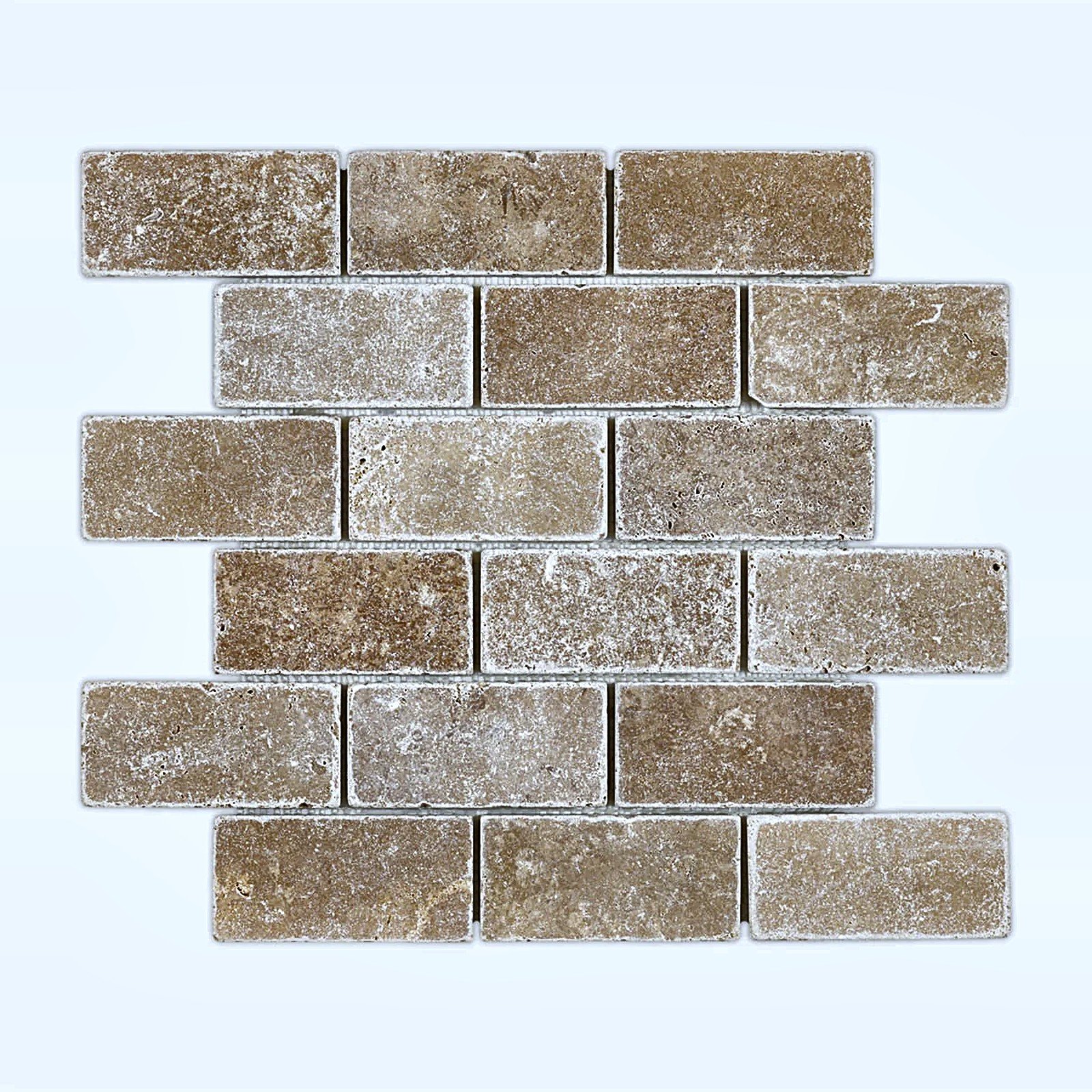 Noce Toros 2X4 Tumbled Mosaic Tt - Travertine | Intrepid Marble & Granite