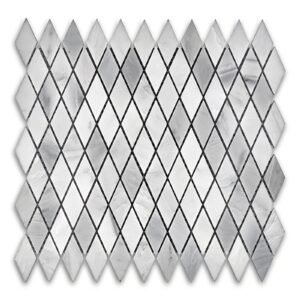 Oriental White 1X2 Rhomboid Honed Mosaic