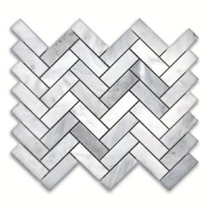Oriental White 1X3 Herringbone Honed Mosaic