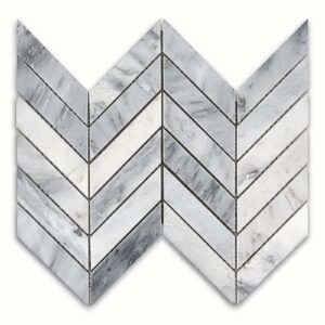 Oriental White 1X4 Chevron Honed Mosaic