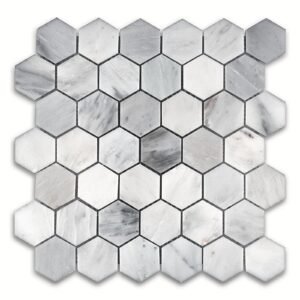 Oriental White 2" Hex Honed Mosaic