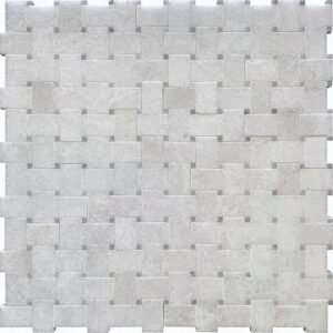 Oriental White Honed Micro-Basket Weave with Carrara Dot - Marble | Intrepid Marble & Granite