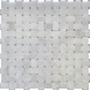 Oriental White Honed Micro-Basket Weave with Carrara Dot