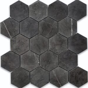 Pietra Grey 3" Hex Honed Mosaic