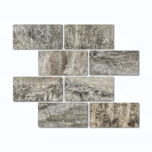 Silver 3X6 Tumbled Travertine Tile