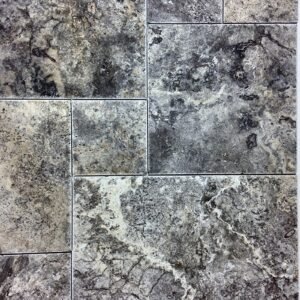 Silver Versailles Pattern Cross Cut Antiqued Unfilled Chiseled-Edge Travertine Tile