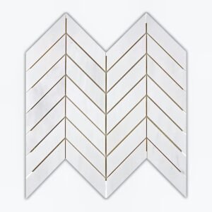 Snow White 1X4 Chevron Polished Mosaic - Marble | Intrepid Marble & Granite