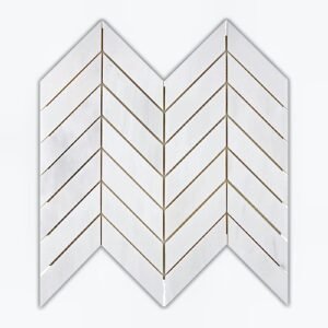 Snow White 1X4 Chevron Polished Mosaic