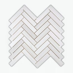 Snow White 1X4 Herringbone Polished Mosaic - Marble | Intrepid Marble & Granite