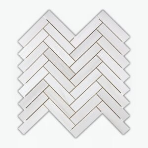 Snow White 1X4 Herringbone Polished Mosaic