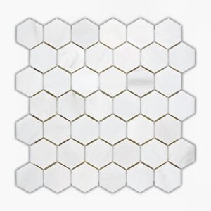 Snow White 2" Hex  Polished Mosaic