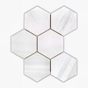 Snow White 4" Hex  Polished Mosaic